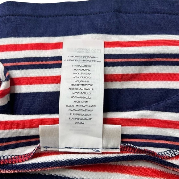 New Women’s La Blanca Sailor Stripe Lace Up V-Neck Tunic Size M - Picture 9 of 11